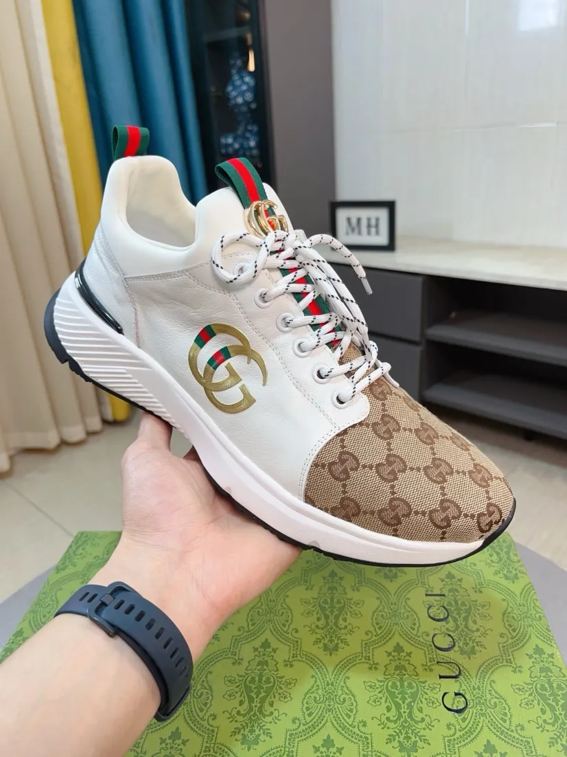 Men's shoes 💰458🌹🌹GUCCI [Gucci] New high-end brand of men's shoes, the latest fashionable casual men's shoes, trendy and versatile, relaxed and sporty style, uppers imported from Italy, first-layer cowhide, genuine leather lining, and ultra-fine workmanship. Original personalized fashionable rubber wear-resistant outsole, light and comfortable on the foot, size 38-44